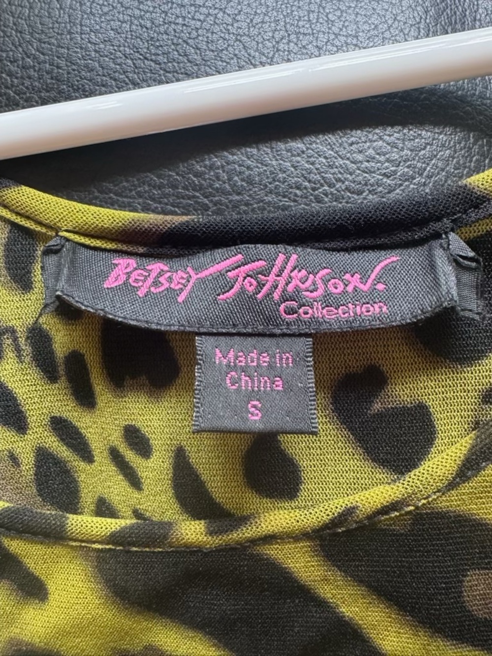 Vintage Betsey Johnson Olive Green & Black Animal-Print Long Sleeve Skater Dress - Picture 4 of 6